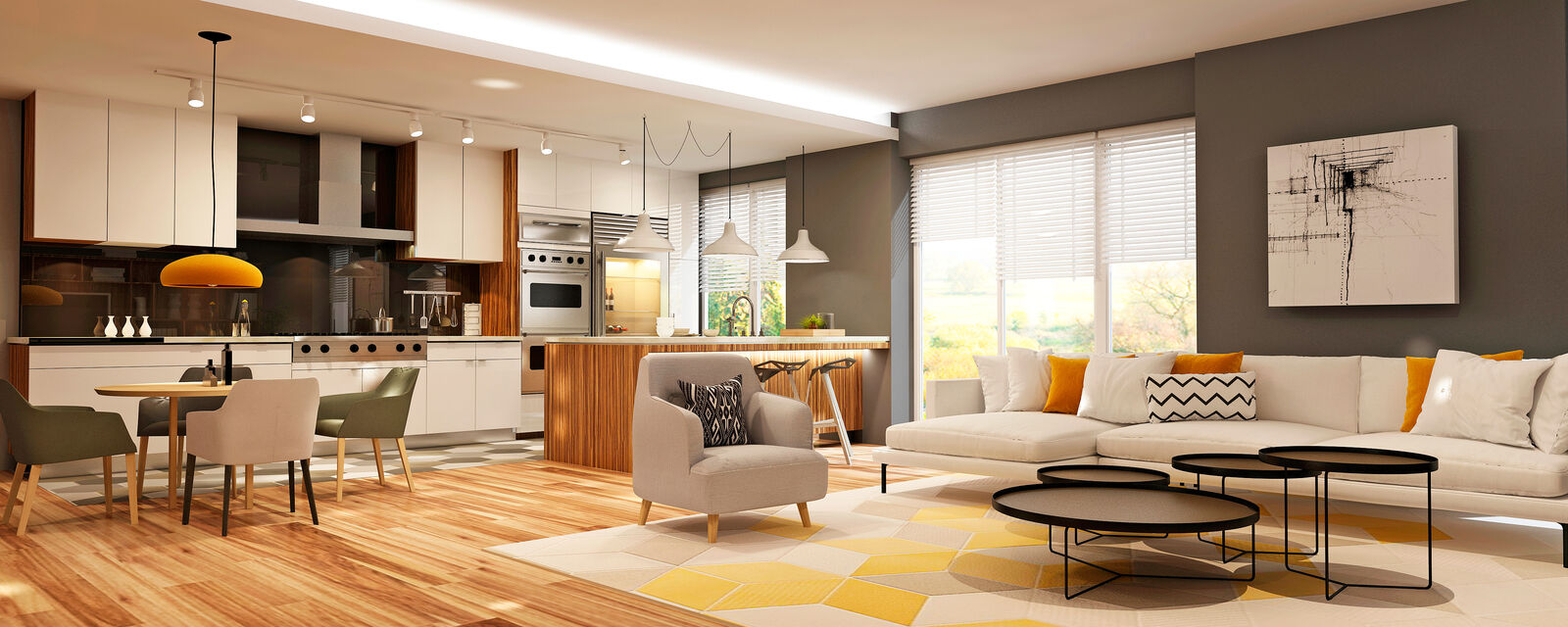 Eleganckie panele szklane z nadrukiem w nowoczesnej kuchni