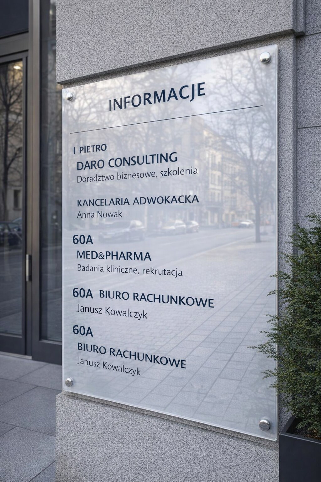 Panele informacyjne na szkle — realizacja