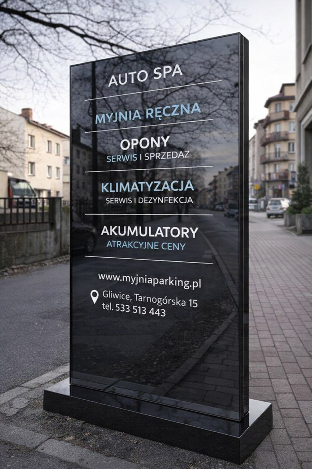 Panele informacyjne na szkle — realizacja