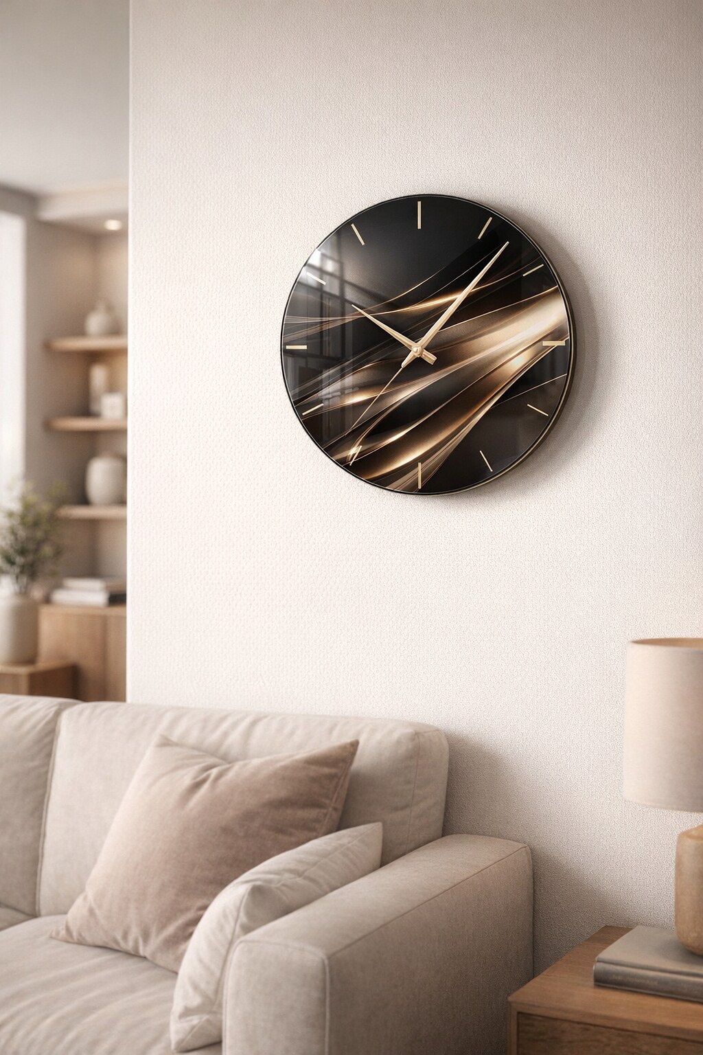 Zegar ścienny na hartowanym szkle z unikalnym nadrukiem